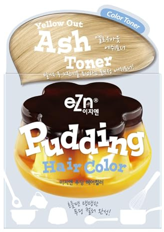 eZn Pudding Hair Dye for Sensitive Scalps – (Ash Toner) | No-Drip, Ammonia-Free, Long-Lasting Semi-Permanent Hair Color with Keratin for Gentle Gray Coverage at Home