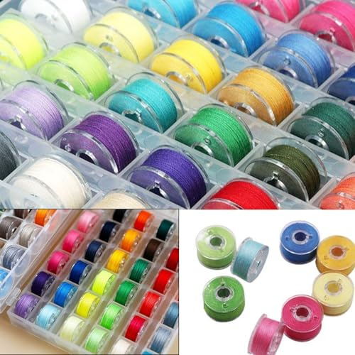 36 pcs Sewing Machine Bobbin Threads with Bobbin Case, Sewing Machine Bobbins Threads for Multiple Sewing Machine for Brother/Singer/Babylock/Janome/Elna Embroidery Machine