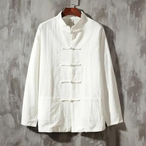 Costume traditionnel Tang pour homme - Veste confortable de Tai Chi pour diverses occasions (L) - Blanc