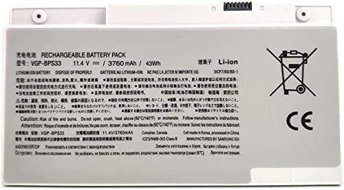 Replacement Laptop Battery BPS33 Compatible for SONY VAIO SVT-14 SVT-15 T14 T15 Touchscreen Ultrabooks VGP-BPS33 (11.4V 3760MAH 43WH)
