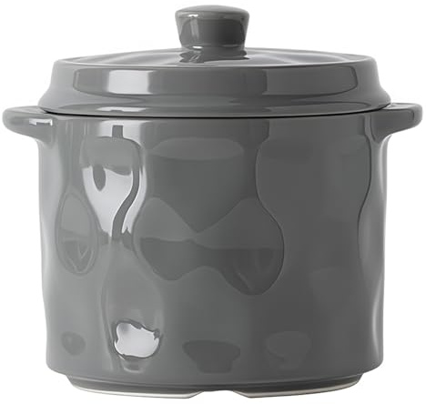 Jaamyears Piccole ciotole per zuppa di cipolle da 500 ml, tazza da zuppa in tinta unita con manici e coperchio, in ceramica, adatta al forno