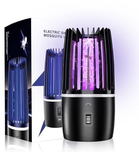 Lampe Anti Moustique, 4000mAh Lampe électrique Anti Insectes Rechargeable USB Piège à Mouche Insectes, Lampe Moustique Élimination 360° pour Extérieur, Camping & Jardin