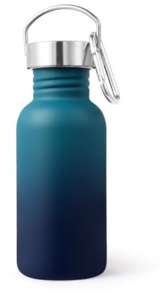 Volhoply 500 ml icke-isolerad vattenflaska i rostfritt stål, sportvattenflaska med handtag, BPA-fri 18/8 304 återanvändbar flaska (Mörk natt, 1)