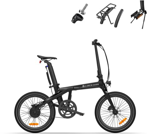 ADO AirCarbon Electric Bike Folding, 20 EBike for Adults, Ultra Light Weight 14.5 KG Electric Bicycle, Belt Drive/Bafang Motor/ECO and SPORT Mode/Anti-theft GPS/LCD/APP/Range Up To 100KM (Grey)