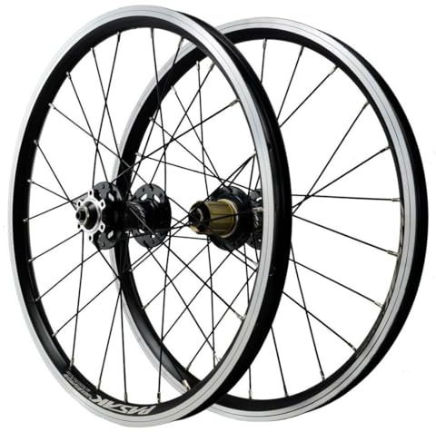 QHYRZE 406 451 BMX Faltrad Laufradsatz 20'' Scheibenbremse + V-Bremse Fahrradrad Felge Aus Aluminiumlegierung Schnellspanner Vorder Hinterrad QR 100/135mm, 7-12s HG Kassette(Black,451)