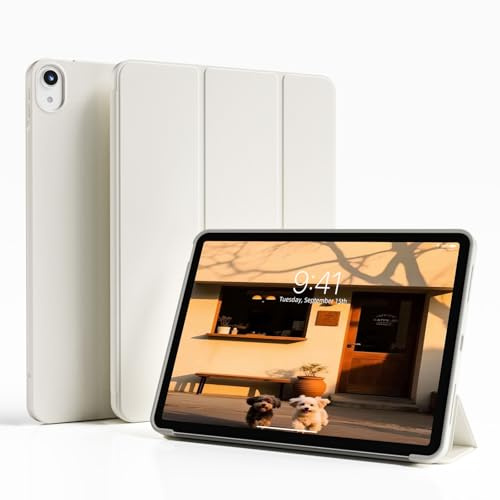 ZOYU Case for iPad Air 11 Inch M4/M3/M2, Air 5th/4th Gen 10.9, Cream White | Trifold Stand Smart Case, Soft TPU Back, Pencil Holder, Support Touch ID, Auto Wake/Sleep