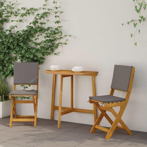 Fasba Silla Bistró Rústica de Acacia Plegable con Cojín para Exterior - Gris Oscuro FCGMZJ-42028100ES