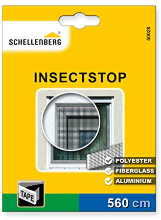 Schellenberg 50028 Adesivi per zanzariera rete in fibra di vetro e alluminio, nastro di fissaggio per zanzariere 5,6 m, bianco
