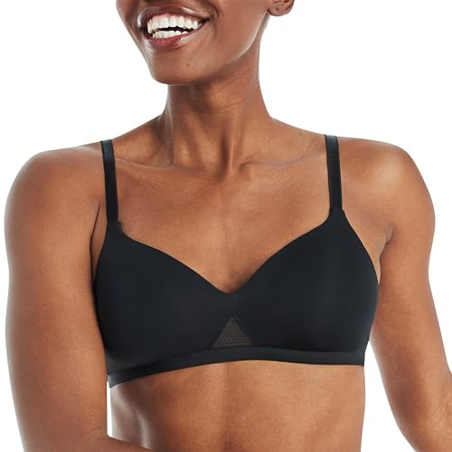 Hanes Women's Padded Bra, Black/Nude, M