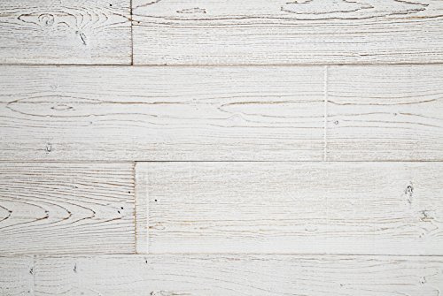 WoodyWalls Peel and Stick Wood Planks, Whitewash Shiplap Wall Panels, Real Wood Wall Panels for DIY Accent Walls & Ceilings (19.5 sq. ft. per Box) White Washed
