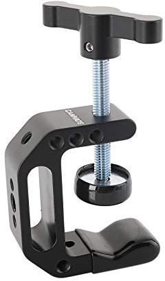 CAMVATE C-Clamp with 1/4 and 3/8 Thread Hole for Camera Monitor(Black T-Handle) - 1688