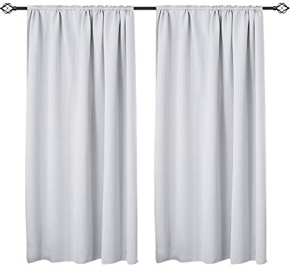 WOLTU 2er Set Gardinen, Verdunklungsvorhänge für Wohnzimmer Kinderzimmer, Blickdicht, Kräusebänder für Schiene, 250 g/m², kälteschutz lichtundurchlässig, 135 x 175 cm, Weiß