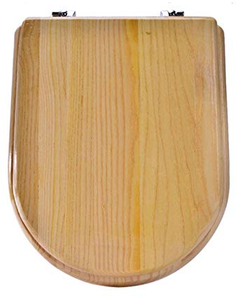 FCS Bathroom Wc-Sitz mit Absenkautomatik Antibakterieller Premium Holz Toilettendeckel Easy clean Einfache Montage, Beige (Size : XD Shape)