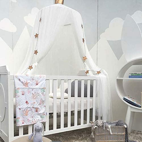 OldPAPA Kinder Betthimmel Babybett Baldachin Prinzessin Moskitonetz Kindergarten Spielzimmer Dekor Kuppel Premium Garn Netting Vorhänge, Weiß