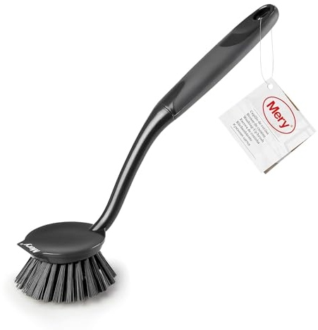 Mery | Brosse de Cuisine | Brosse pour Ustensiles | Pour Nettoyer les Poêles, Casseroles, Éviers de Cuisine | Non Rayante | Gris Foncé, Dimensions : 27 x 6 x 3.8 cm