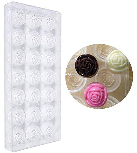 3D Polycarbonate Clear Chocolate Mold Chocolate Mold Praline Mold Chocolate Mold Rose Mold Making Chocolate Praline Mold for Candy Molds for Polycarbonate Transparent 21 Parts Rose