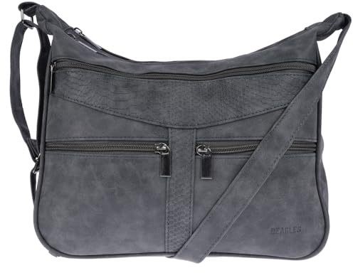Christian Wippermann Damen Tasche Schultertasche Umhängetasche Crossover Bag Leder Optik Handtasche Navy
