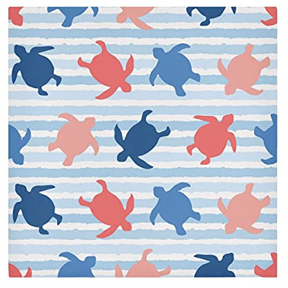 TropicalLife HaJie Servietten Geometrische Streifen Ozeanschildkröte Tier Dinner Serviette Papier Satin Polyester Tuch wiederverwendbare Servietten für Tisch Kinder 50,8 x 50,8 cm, 1 Stück