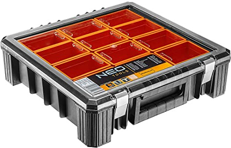 NEO TOOLS Werkzeugbefestigungen 400 x 400 x 120 mm Angelzubehör Eimer | Organizer Sortimentskasten 12 Fächer