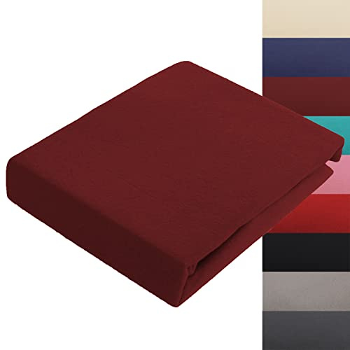 Spannbettlaken 140x200-160x200 cm Thermo Fleece Winter Flausch Bettlaken Spannbetttuch Weich Gemütlich Microfaser Teddyflausch, Farbe Bordeaux Rot