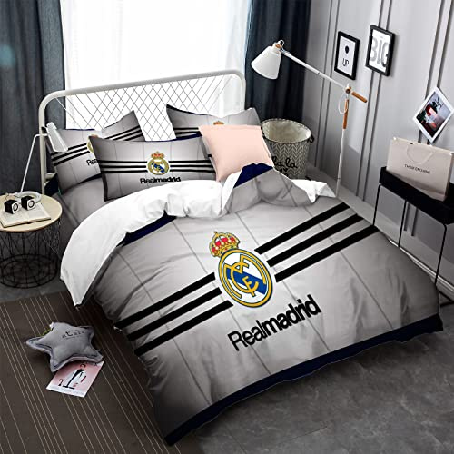 CHAOSE-ESB Equipo De Fútbol Funda Nórdica Juego De Ropa De Cama De Navidad Sin Arrugas Peso Ligero Durable + 2 Fundas De Almohada (RMCF 01,(180x220 cm)-Cama de 105/135)