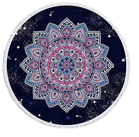 FJZFXKZL Badetuch, Strandtücher tropisch gedruckt Große runde Strandtuch Mikrofaser Runde Stoff Badetücher for Wohnzimmer Dekoration Handtucher (Color : STJ5-8, Size : Diameter 150cm)