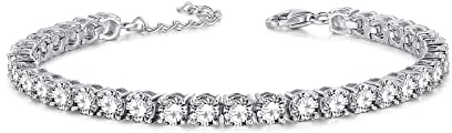 Tennisarmband aus Solide 925 Sterling Silber mit AAA-Zirkonia Romantisches Hochzeit Tennis Armband Geschenk Schmuck für Damen Mädchen Herren Jungs Unisex - Breite 4 mm, Länge 20 cm