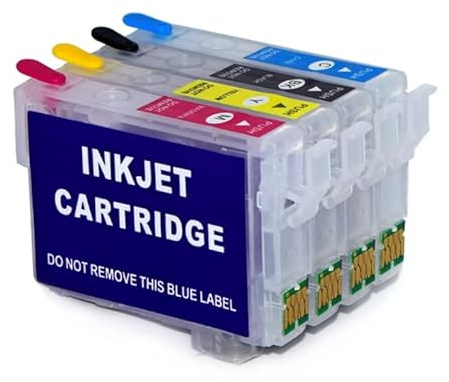 Inkpro - 4 nachfüllbare Tintenpatronen mit Auto-Reset-Chips kompatibel mit Epson T18 XL Black, Cyan, Magenta, Yellow - T1811, T1812, T1813, T1814