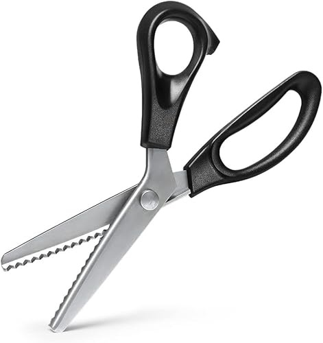 Ciseaux Cranteurs Noir 23,5 cm Ciseaux de Couture Professionnels Noir | Poignée Ergonomique de Couture Dentelés pour travaux manuels Tissu Cuir Coton et Patchwork Prévention Anti-Effilochage