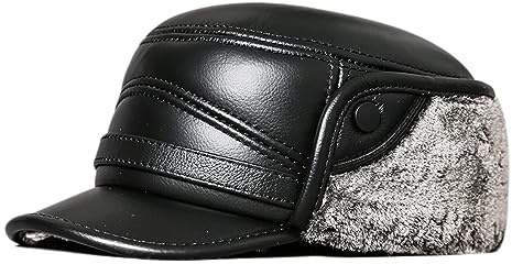 ZMNKH Bomber Hut Wintermütze mit Ohrenklappen,Kunstfellmütze Baseballmütze,Leder Fliegermütze Skimütze Russische Mütze