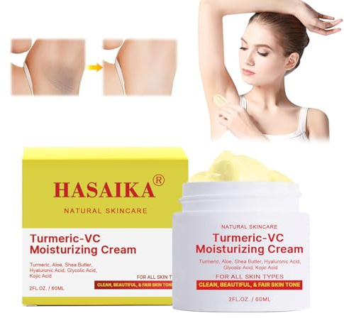 HASAIKA® Crème Visage Curcuma, Crème éclaircissante au Curcuma, Crème Correctrice de Taches Brunes,Éliminateur de taches brunes,uniformise le teint, atténue les sèches et grasses, peau éclatante