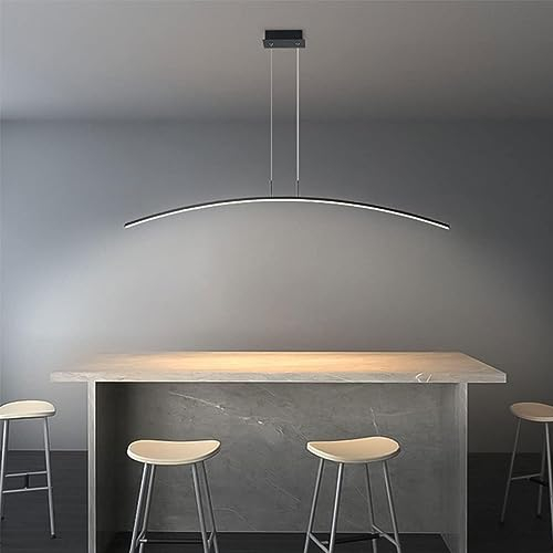 Wylolik Accueil LED Lampe Suspendue Design incurvé Moderne Lampe Suspendue Couleur de la lumière/Luminosité Lampes suspendues réglables Lustre de Salle à Manger avec télécommande pour Table Basse Bar
