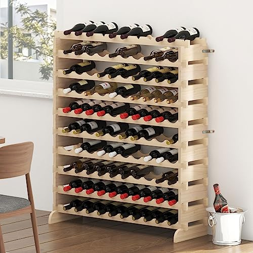 DlandHome Casier à Vin pour 100 Bouteilles 110 x 35 x 116.5 cm Etagère à Vin Casier à Bouteille Modulable Support Range-Bouteilles en Bois de pin Massif