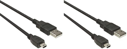 PremiumCord Cavo di Collegamento USB - Mini USB 0,5m, USB A Maschio a Mini B Maschio, Cavo Dati USB 2.0 Ad Alta velocità 480mbit/s, 5 Pin, 2X Schermato, AWG28, Colore Nero, 0,5m (Confezione da 2)