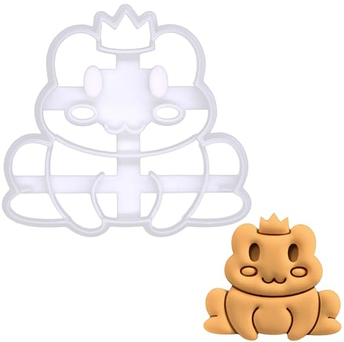 BAKERLOGY süßer Frosch mit Krone Ausstechform - Detailliertes Keksausstecher-Design zum Backen und Basteln, ideal für Fondant, Teig, Ton