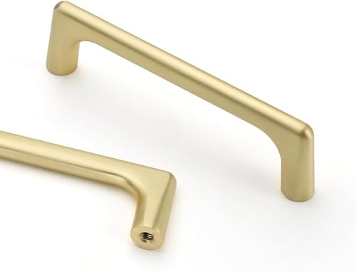 SYZOW 6 Stück Schrankgriffe Gebürstetes Messing Möbelgriffe Küchengriffe Gebürstetes Messing- Griffe Möbel Gebürstetes Messing Schrankgriffe aus Schubladengriffe 128mm
