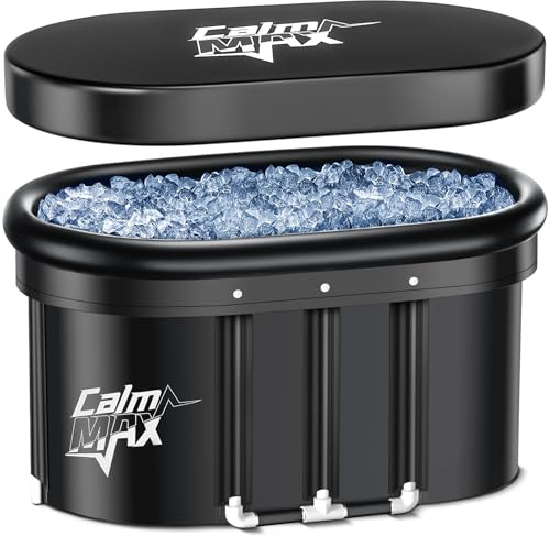 CalmMax Oval Ice Bath 2.0 with Inflatable Neck Rest Ring for Athletes XL Portable Cold Plunge Tub for Cold Water Therapy Ice Baths at Home - 101 Gal Capacity