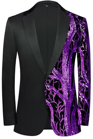 Costume de danse surdimensionné à paillettes pour homme - Costume tendance pour homme - Costume de smoking pour homme, violet, L