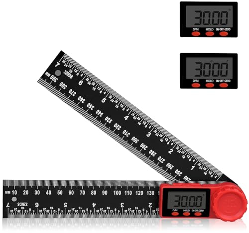Winkelmesser Digital, Aweohtle 2 in 1 Digitaler Winkelmesser mit Lcd Anzeige,HOLD und Feststell Funktion, 360° drehbares Winkellineal für Maschinenbau, Holzbearbeitung und Messung - 200 mm/7.8 Zoll