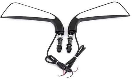 Lenkerendenspiegel Motorrad Motorrad Sichel Rückspiegel Mit Blinker Licht Motorrad Zubehör Geeignet Für 883 Chopper Spiegel(Black)