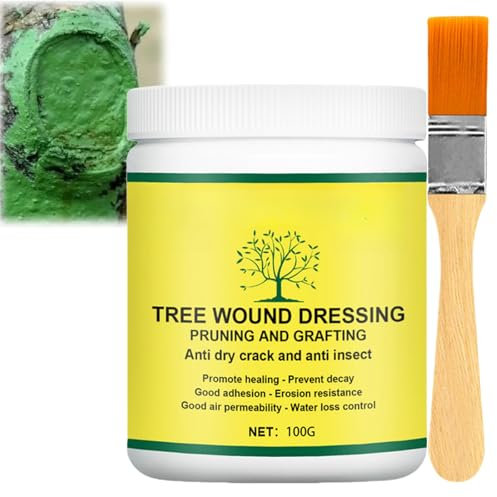 100g Tree Wound Sealer,Tree Wound Dressing,Tree Wound Sealant,Tree Pruning Sealer,Plant Healing Sealant,Bonsai Cut Paste,Grafting Wax with Brush,Tree Shrub Seal Repair Paste for Pruned&Damaged Trees