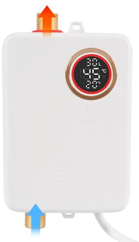 Elektrischer Durchlauferhitzer 3500W, Instant Warmwasser für Waschbecken, IPX4 Schutz, LED-Temperaturanzeige, Wandmontage