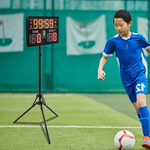 Mermajestic Stativ LED Tragbare Elektronische Anzeigetafel Fussball,Tischtennis Zähler mit Fernsteuerung,Punktezähler,Höhenhelligkeit Einstellbar,Cornhole Scoreboard, Digitale Zähltafel,für Volleyball