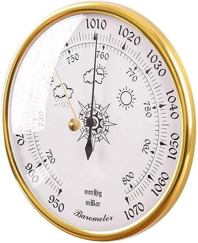 Traditionelles Barometer, Wetterstation, 070 hPa, 128 mm Durchmesser, rundes Zifferblatt, for den Innen- und Außenbereich, Luftdruckmessgerät, Haushaltsmeteorograph, for Hotels, Lagerhäuser, Büros(Whi