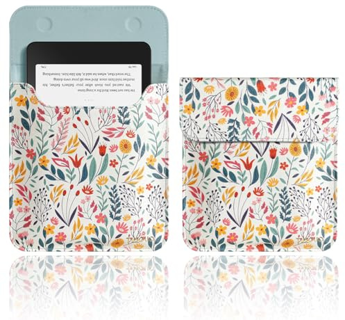 TiMOVO 7 Inch Sleeve Case, Compatible with All 7'' E-Reader eBook & Kobo Devices, Protective Sleeve Cover Pouch Bag Carrying Case for eReader, Flowers