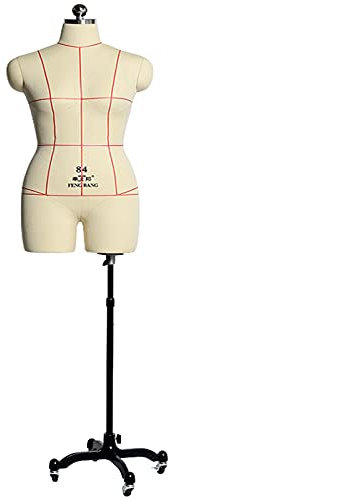 WYRMB Schneiderpuppe In Übergröße Für Damen Zum Nähen, Verstellbare Schneiderpuppe Für Damen, Ständer Für Schneider, Kleidungspräsentation Mit Schöner Landschaft, Klein, Weiß, Weiß-Mittel