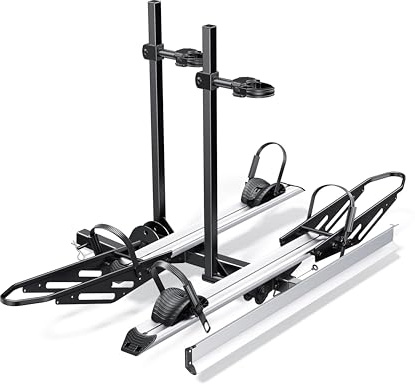 RokRack One Foldable 2-Ebike Rack with Ramp, 200 lbs Capacity, Hitch Mount Electric Bike Rack, Fits up to 5 Fat Tire Width and 50 Wheelbase, Ebike Carrier Rack for 2 Receiver for Cars SUVs Vans RVs
