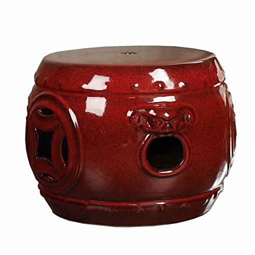 ZGYOZMNG Tabouret à Tambour en céramique, siège de Villa de pavillon de Cour Rouge, Tabouret d'extérieur en Porcelaine Antique, Tabouret de Jardin.