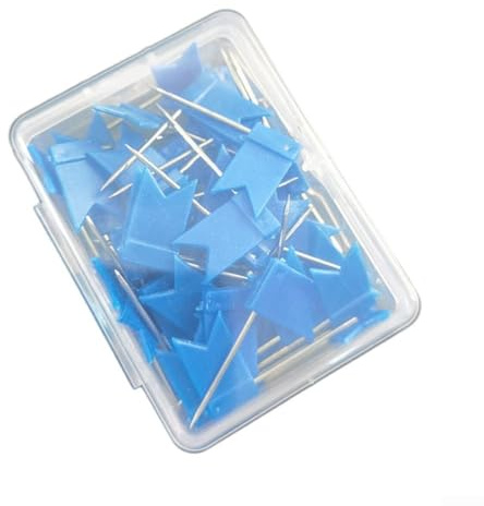 Bunte Pin-Flaggen, 50 Stück, ideal zum Basteln, Markieren von Karten und Pinnwand-Displays (blau)