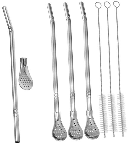 GLEAVI Cucchiaio Per Cannuccia in Acciaio Inossidabile Cucchiaio Per Mescolare Caffè Cannucce Con Per Cocktail e Gelato Accessorio